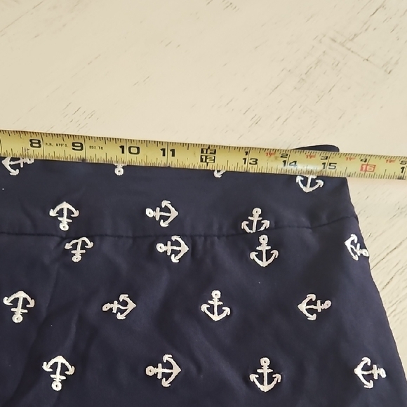 Charter Club Dark Blue Mini Skirt with Anchor Pattern  15x16 Stretches 18 Across - Picture 6 of 7